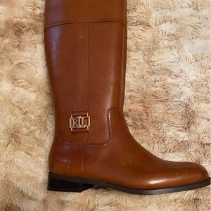 ralph lauren knee high brown boots